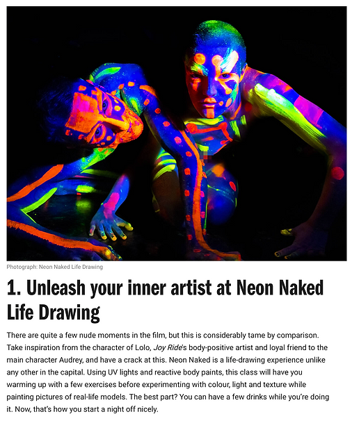 Time Out Magazine featuring Neon Naked: Unleash your inner artist.