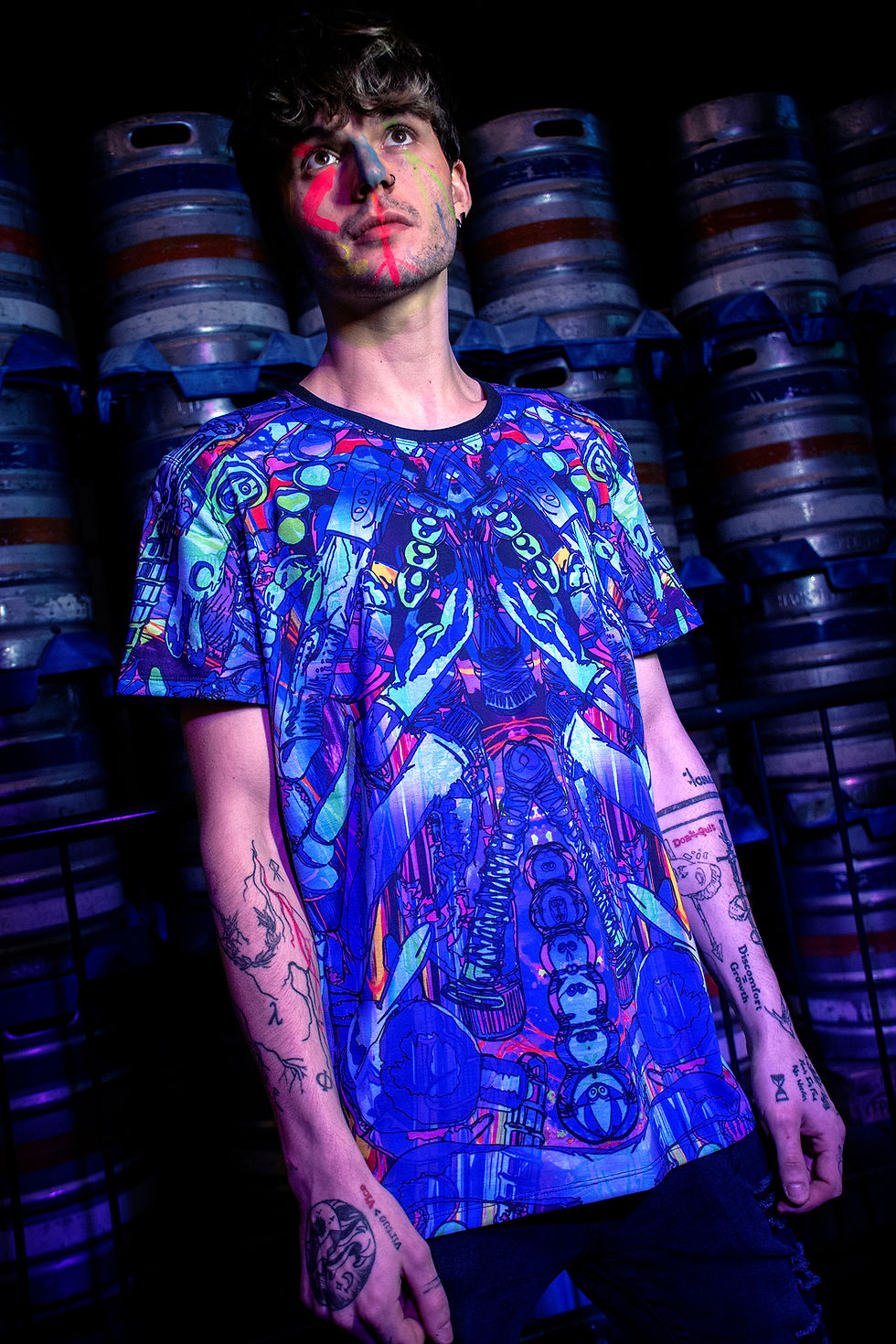 Thumbnail: Illustrated Neon Naked Print Design T-shirt. 