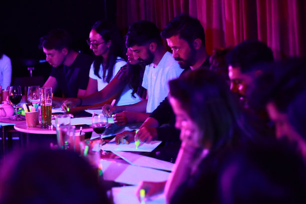 Attendee's at Neon Naked Life Drawing.