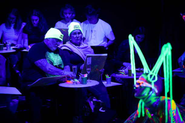 Attendee's at Neon Naked Life Drawing.