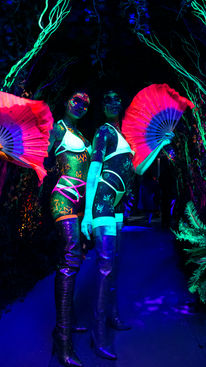 Neon body paint for Suishi Samba halloween party.