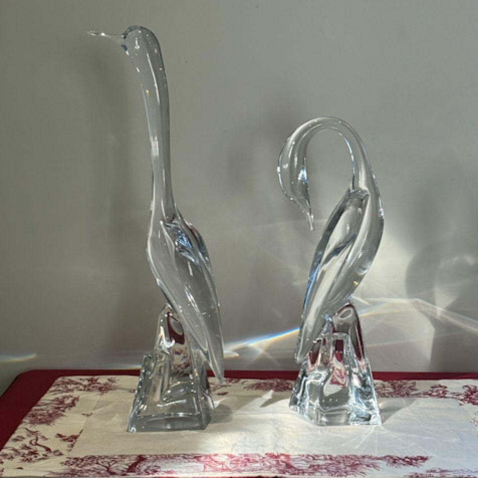 Miniatura: Daum France Grand Couple de Hérons en cristal