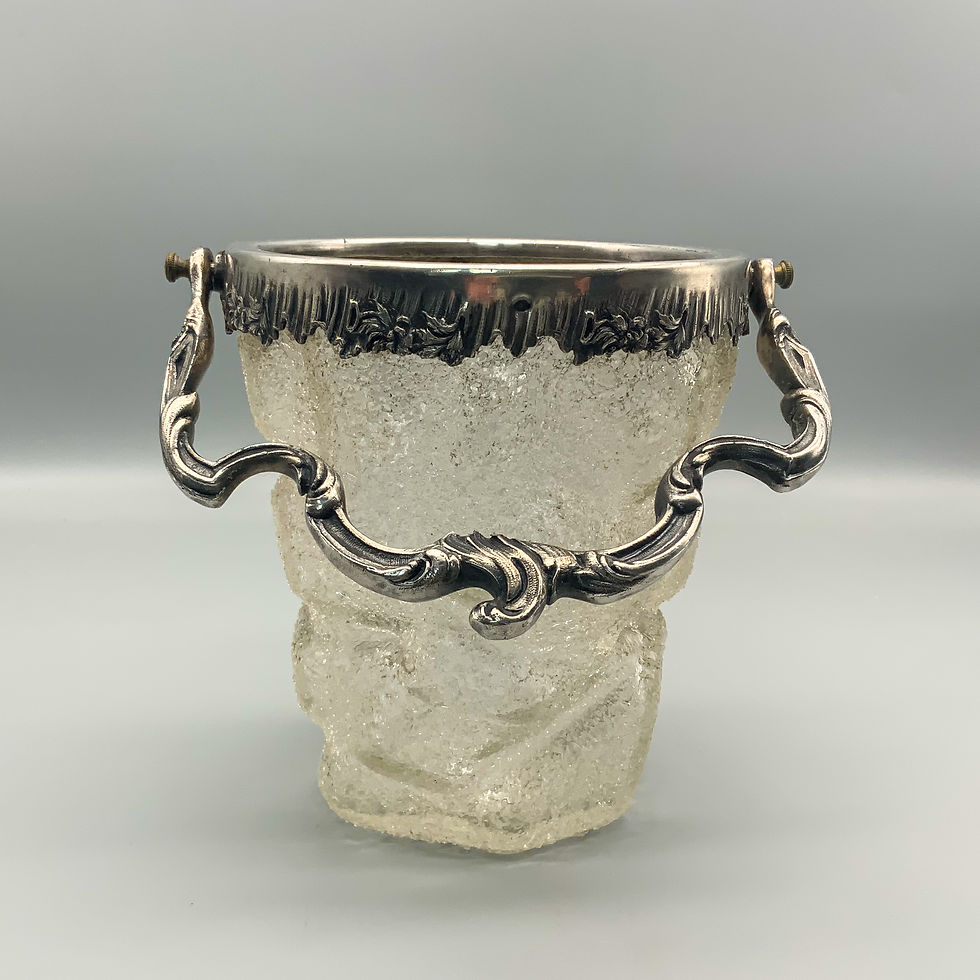 Seau à glaçons en verre givré et argent