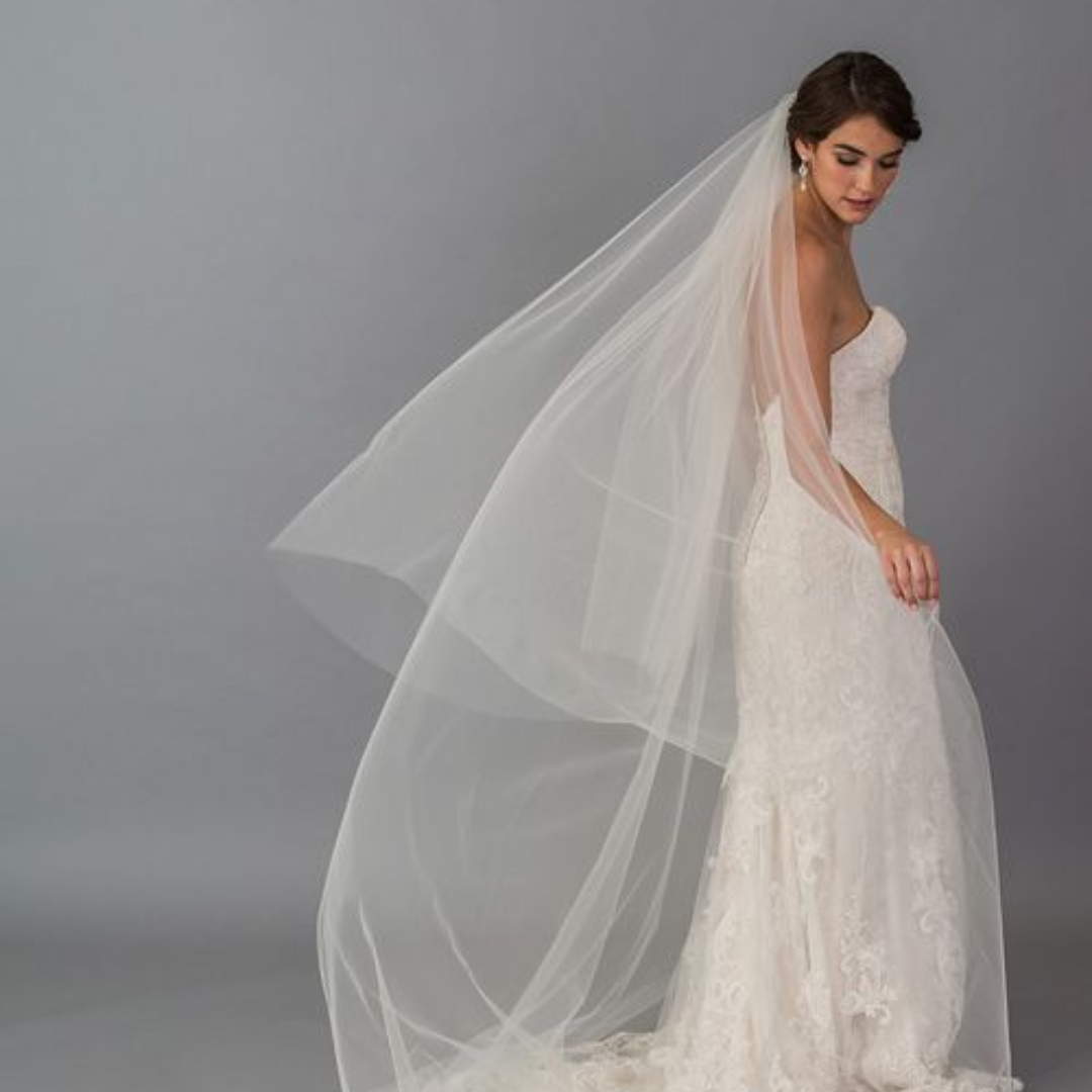 Véu Cascata Branco - Tule Francês