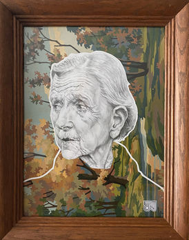 “Au Fil Du Temps 2”
Drawing on repurposed painting, 19”x 15” - 2025 (framed)