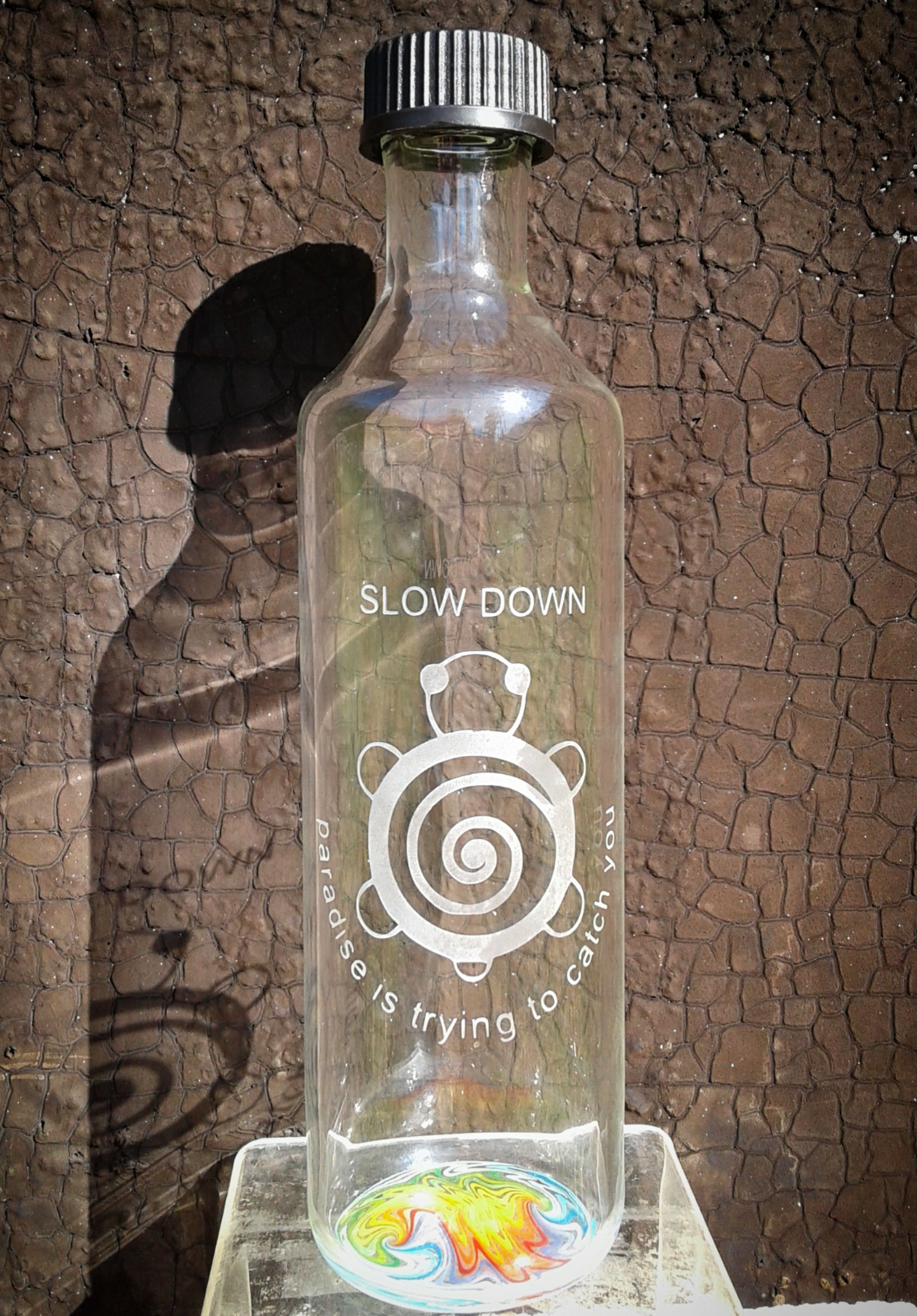 Handblown Water Bottle- Turtle