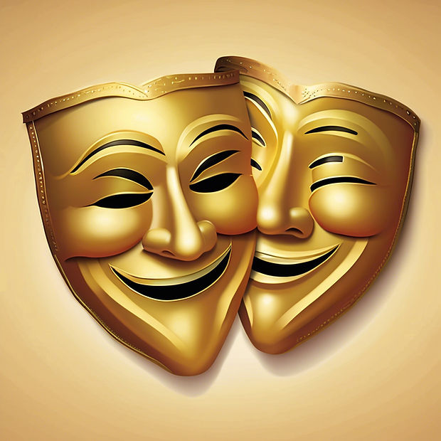 The drama happy and sad mask with emotions that accent with Limerick Theatre Productions c
