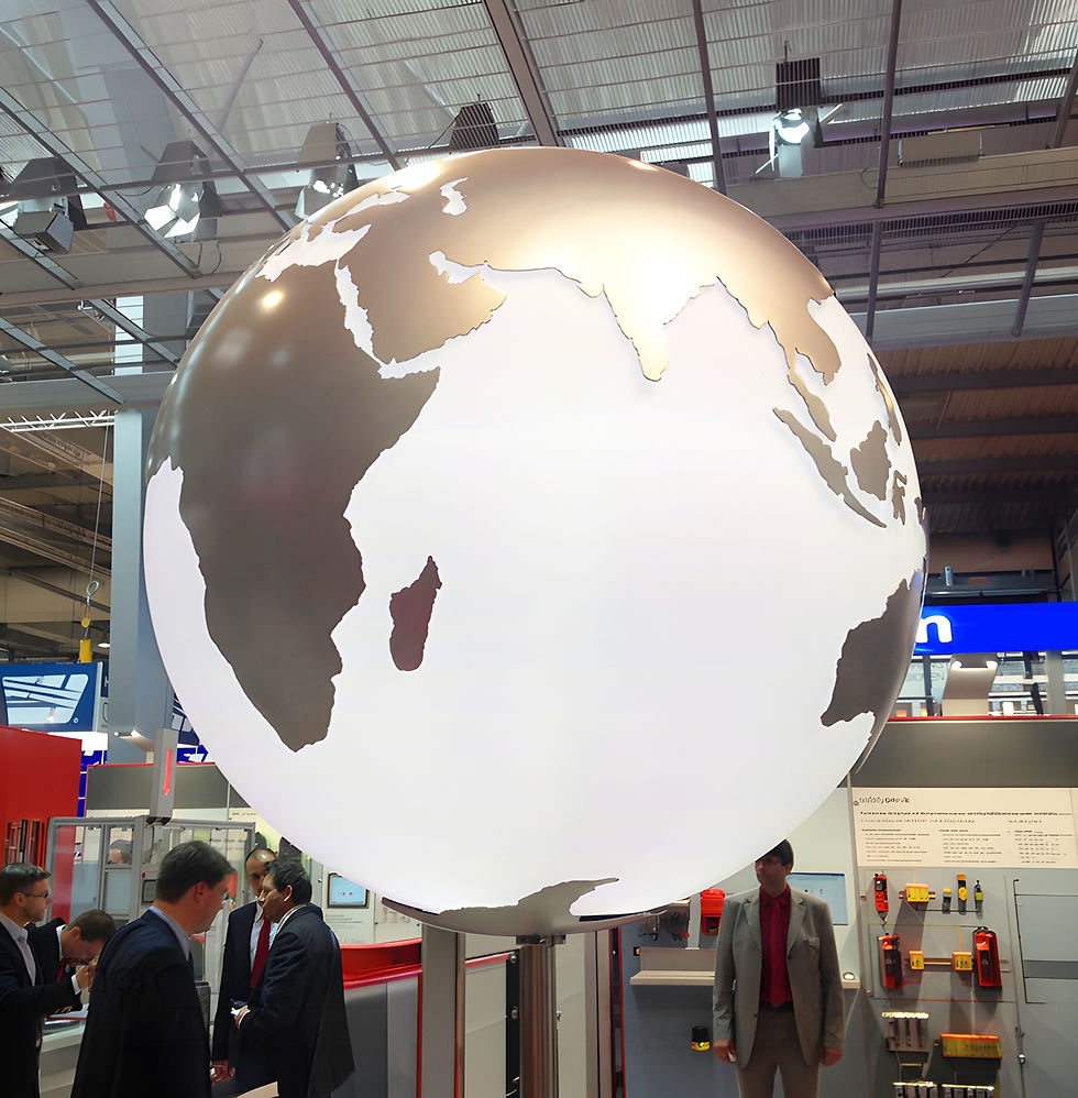 Large reflective TSAI metal sphere installation