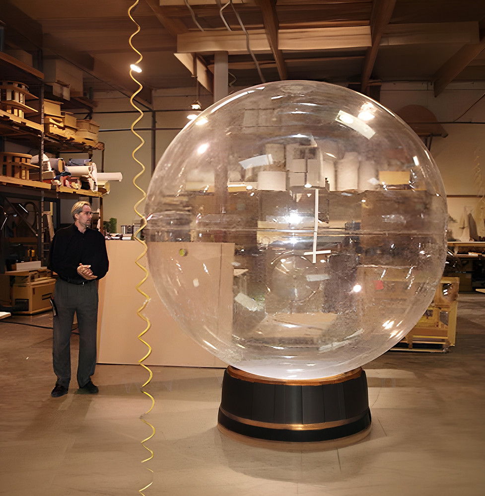 Transparent acrylic sphere installation by TSAI