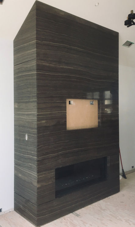 stone fireplace