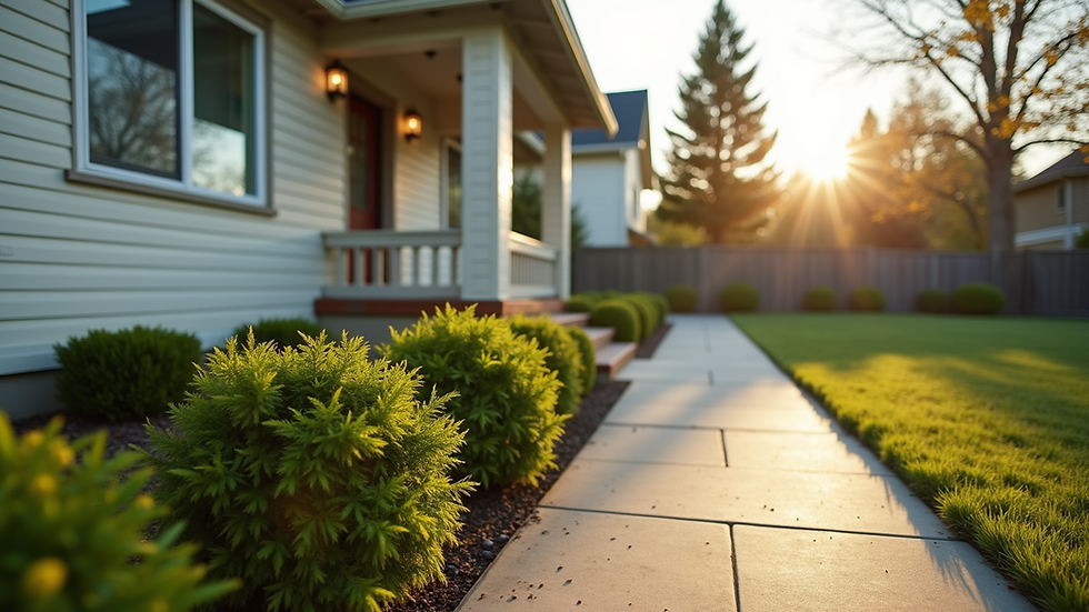 Eye-level view of a well-maintained rental property exterior