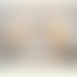 Bed with white bedding in a modern bedroom. Tan headboard, two wooden nightstands with lamps. Large windows, bright and serene ambiance.