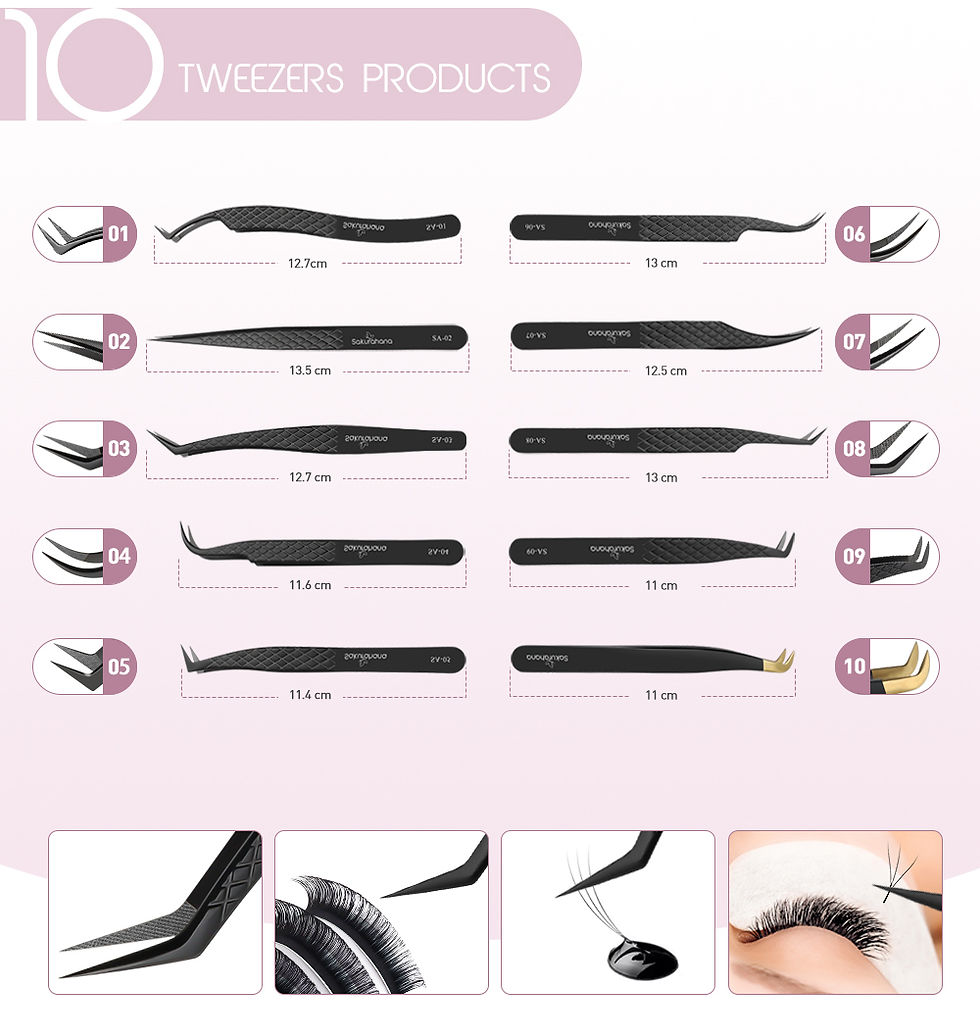 Thumbnail: SAKURAHANA Professional Eyelash Tweezers Black Fiber Tip For Lash Extensions Meg