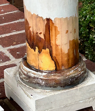 photo of front porch pillar during the repair process.
