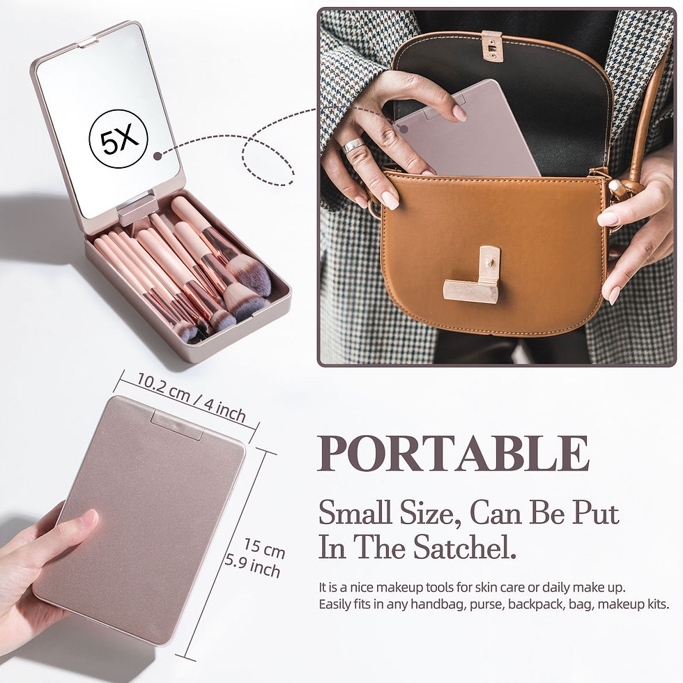 Thumbnail: Mini Travel Makeup Brushes Set with Mirror Eyeshadow Sponge Portable Contour Pow