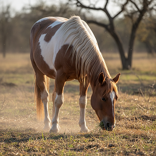 Paint Horse Grazing