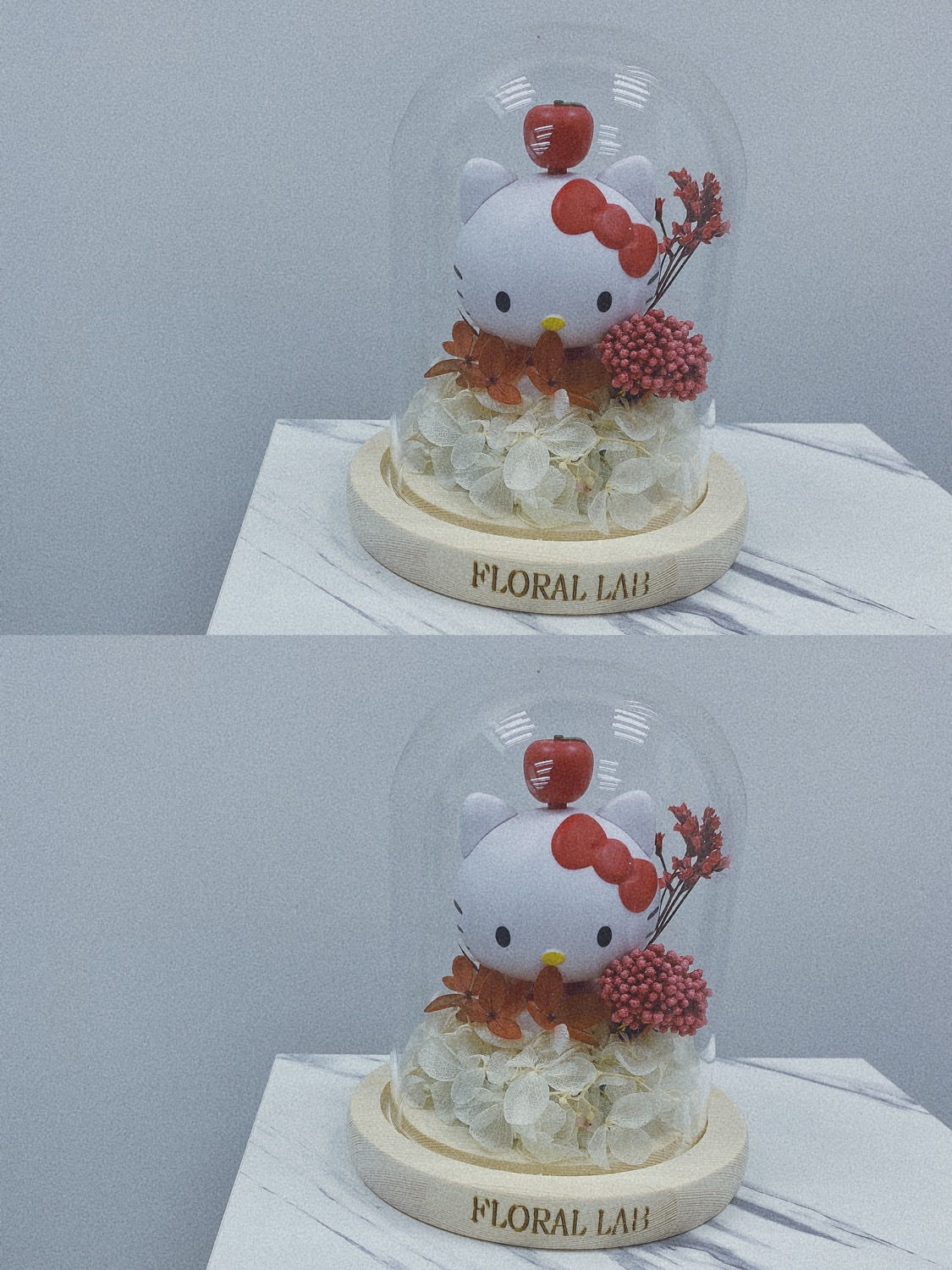 日本保鮮花Hello Kitty玻璃盒