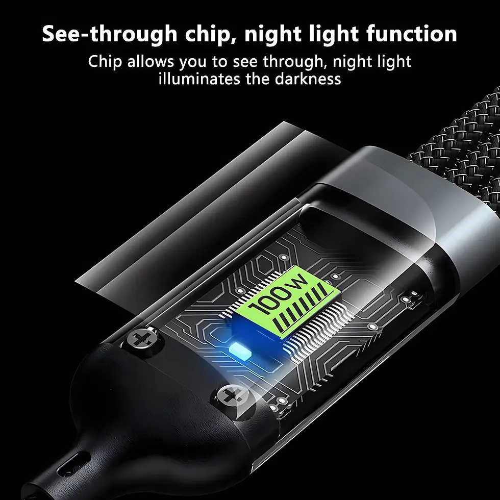 Thumbnail: 100W 6A Fast Charger Cable, 3in1 USB to Type-C, Micro & Apple for all phones