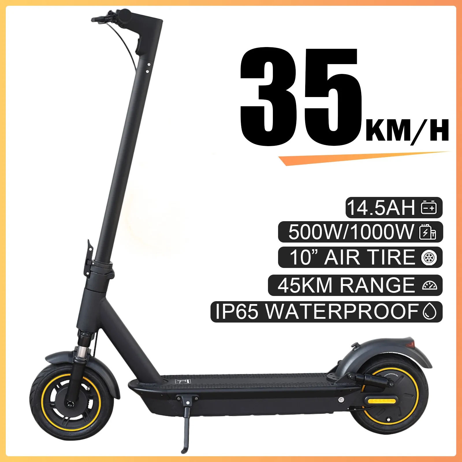 20-25-35 km/t affjedret MAXI 500W 15Ah el-løbehjul, fartpilot & lås via app