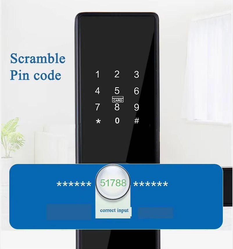 Digital lock with scramble pin code feature.