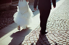 Bride and Groom Walking Away