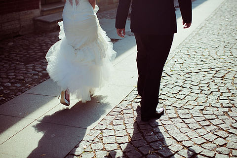 Bride and Groom Walking Away