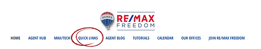 RE/MAX Freedom Logo with Quick Links Circled on WIX website designed by EC Web Studios