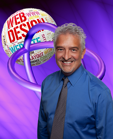 Picture of Edward Couturier with with web graphic in the background