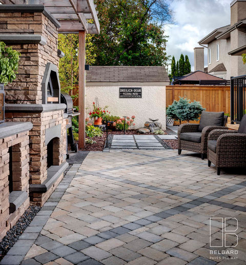 pergola design, outdoor wood burning fireplace, patio lounge seating area