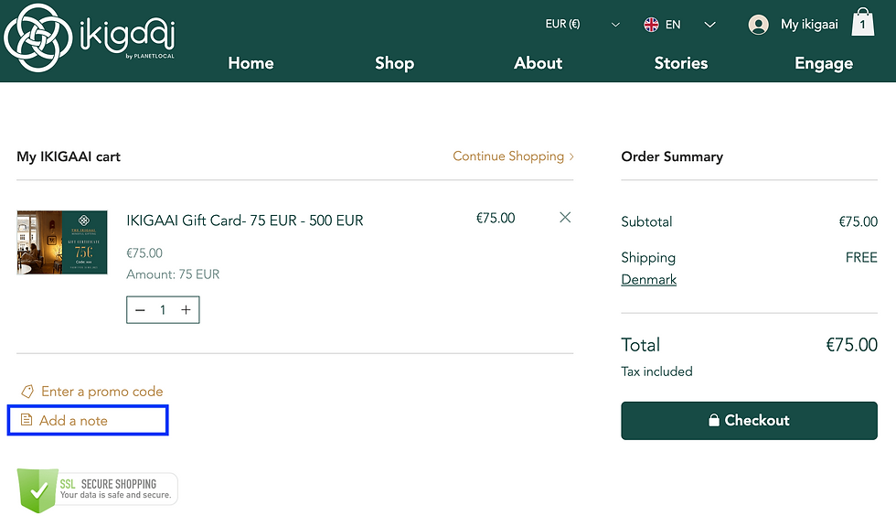 Miniaturebillede: IKIGAAI Gift Card- 75 EUR - 500 EUR