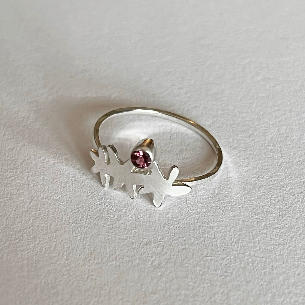 Origami flower bunch Ring with pink tourmaline