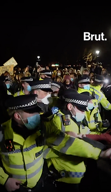 Protest police officers in London