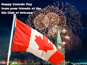 Canadian flag with Canada Day greetings from the Kin Club of Orleans