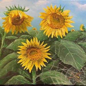 Sun Flowers with Spider 