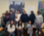 Angela House residents strike a pose with SVdP Houston district associates Maria Echeverri, Vanessa Correa, and Jessica Venegas.