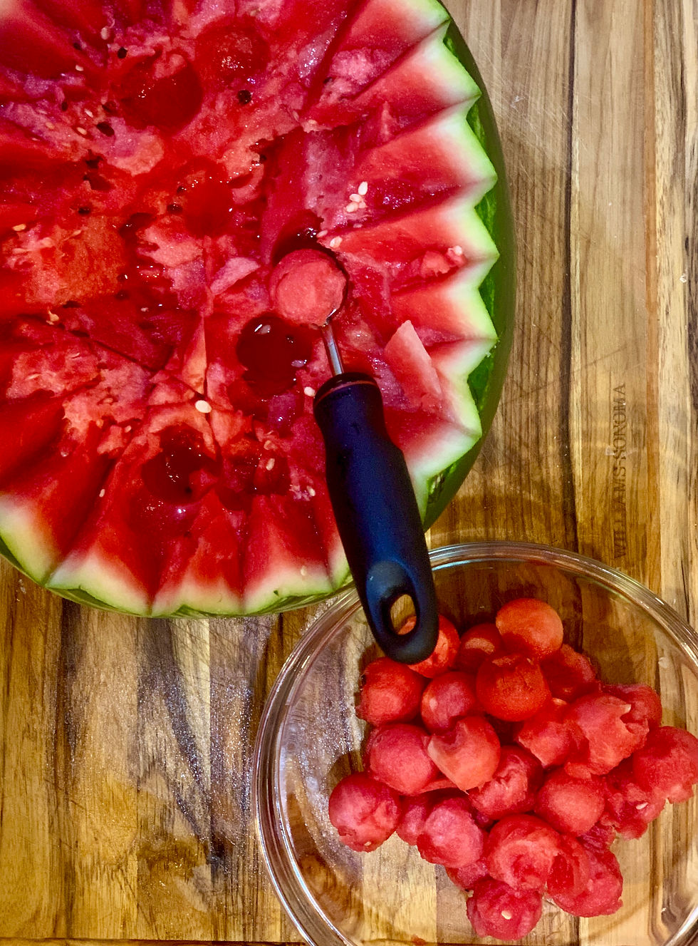 using a melon scooper to make balls