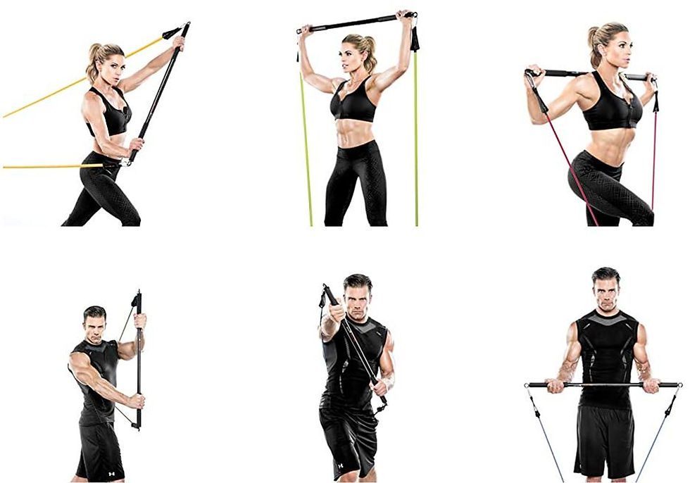 Thumbnail: Workout Bar Fitness Resistance Bands Set Pilates Yoga Pull Rope Exercise Trainin