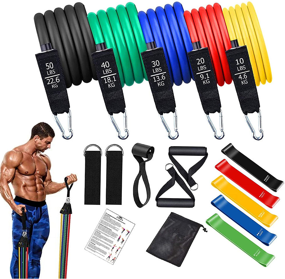 Thumbnail: Workout Bar Fitness Resistance Bands Set Pilates Yoga Pull Rope Exercise Trainin