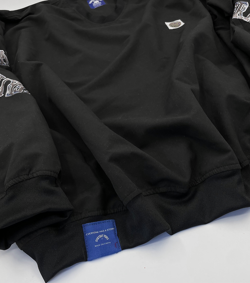 Thumbnail: Sitting On Chrome - Smooth Shell Nylon Breaker Crew Neck - Black