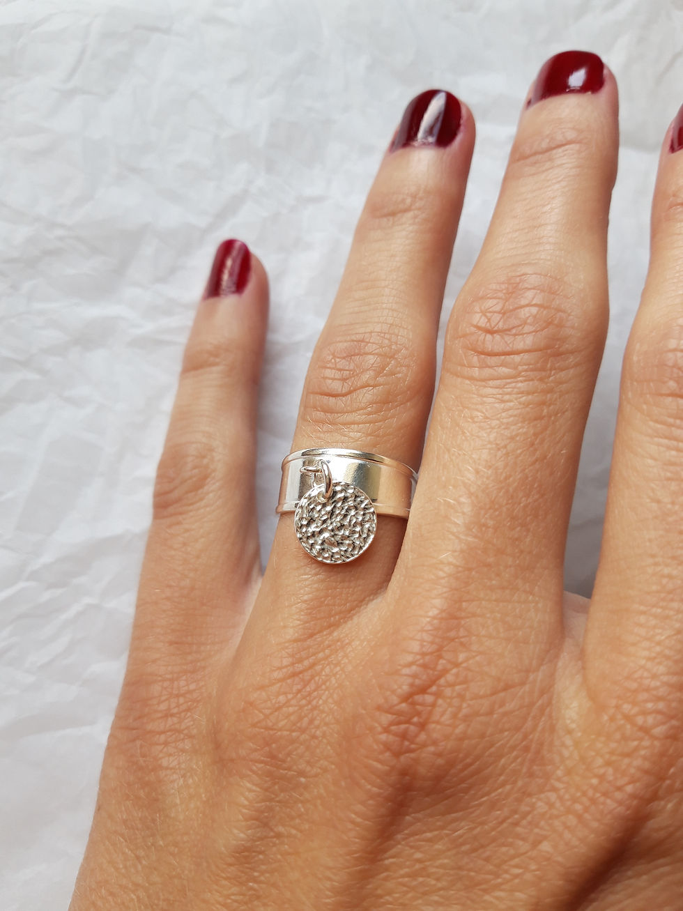 Miniature : Bague argent avec médaillon texturé
