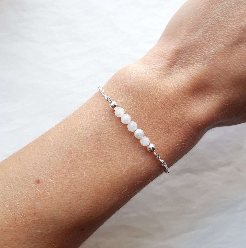 Miniature : Bracelet Pierre de lune et chaîne argent 925