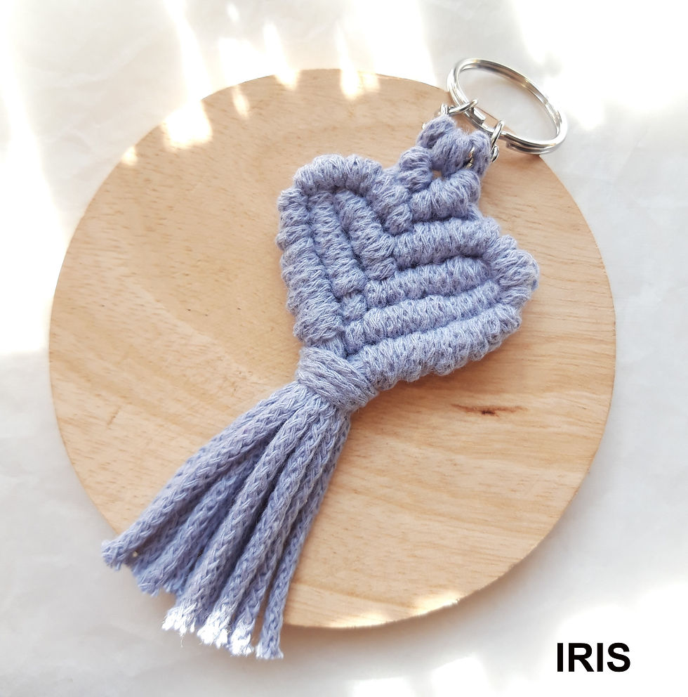 Miniature : Porte-clés cœur en macramé, violet, IRIS