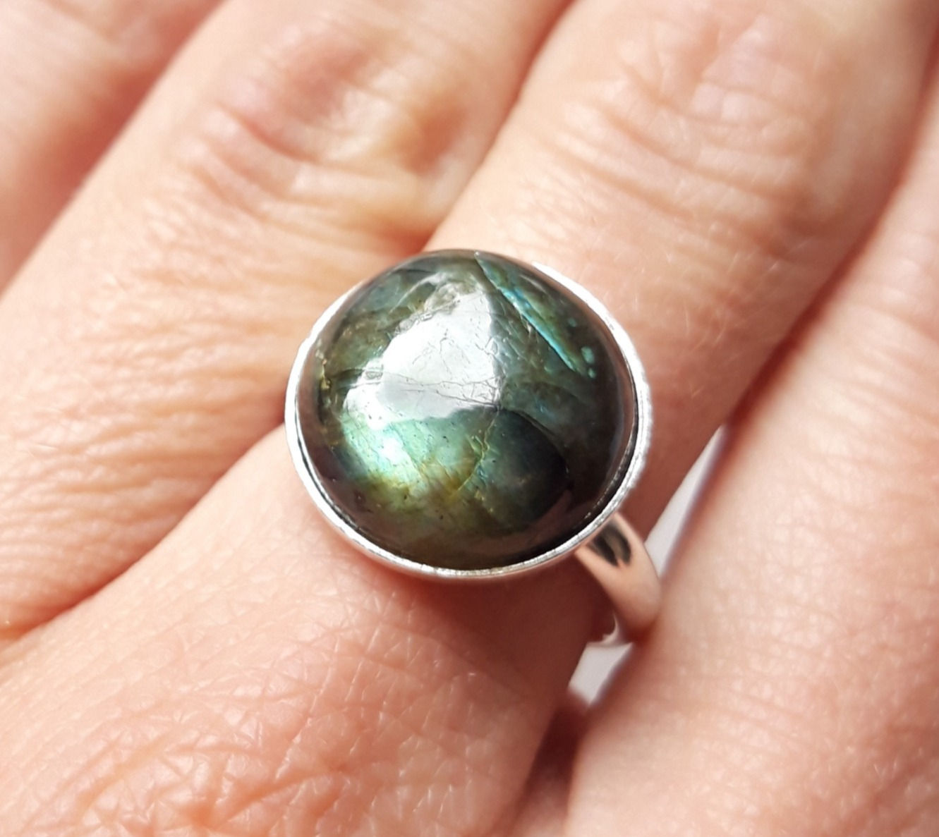 Bague labradorite réglable en argent 925