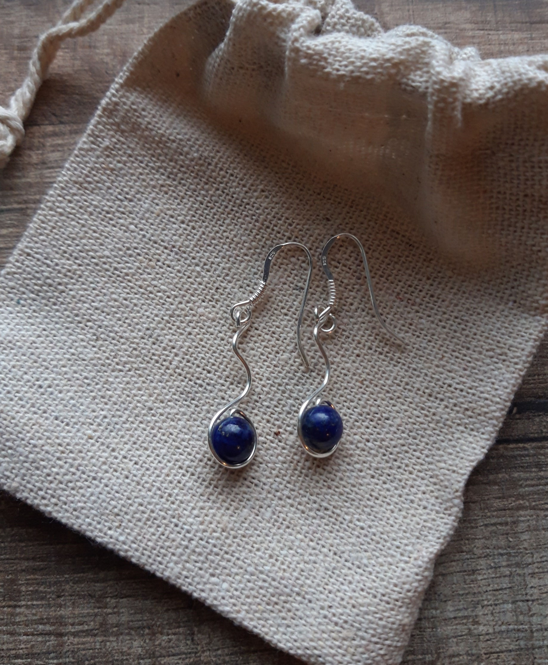 Boucles d'oreilles lapis-lazuli argent