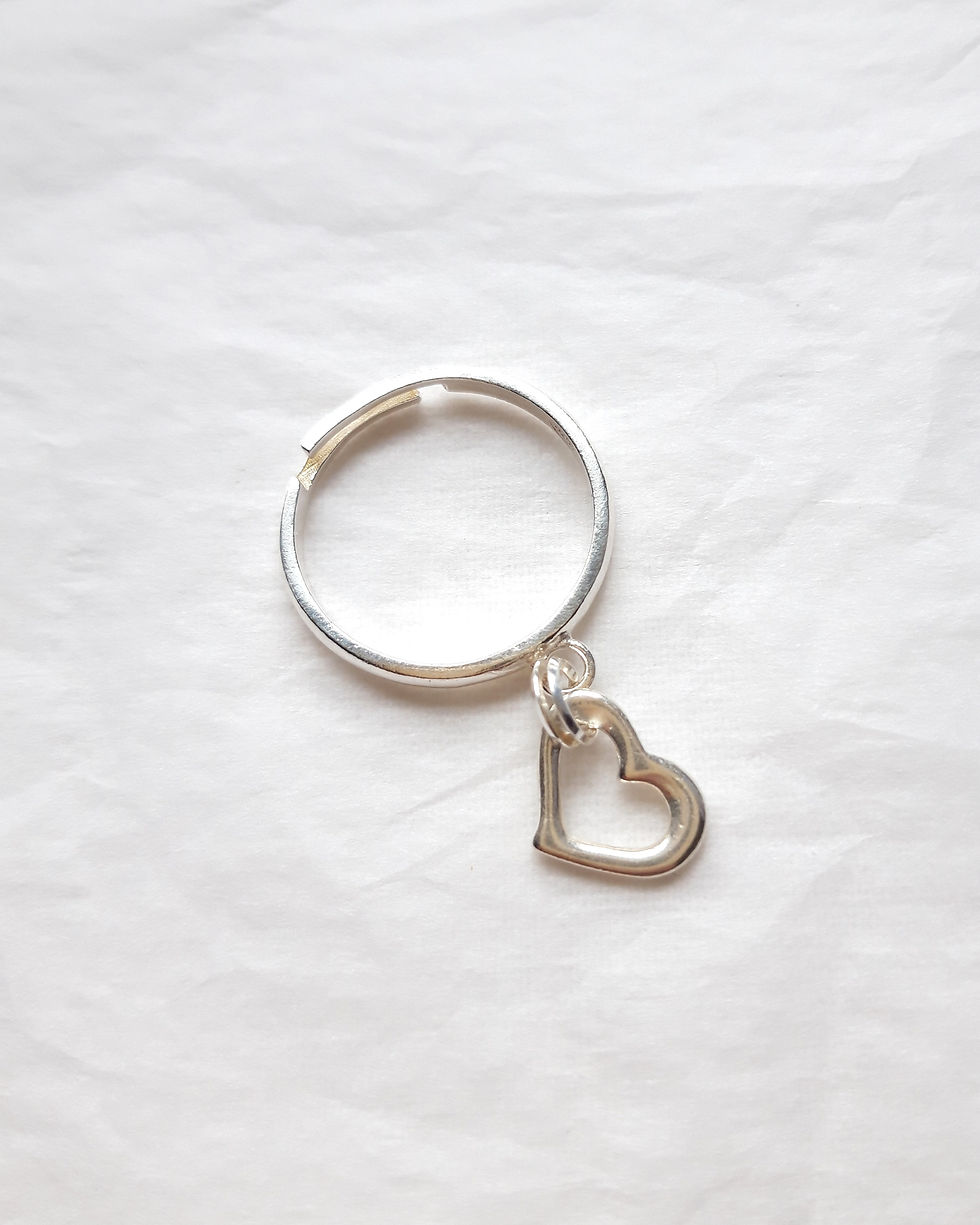 Miniature : Bague breloque cœur en argent 925 réglable