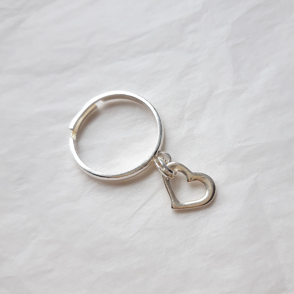 Miniature : Bague breloque cœur en argent 925 réglable