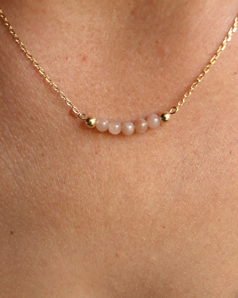 Collier fin Pierre de soleil et chaîne argent 925 doré à l'or fin