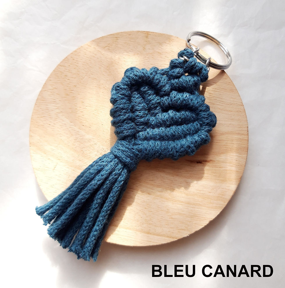 Miniature : Porte-clés cœur bleu canard fait main