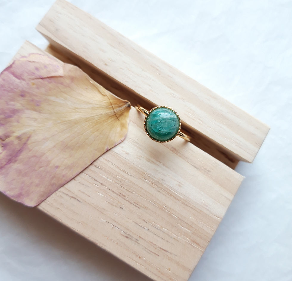 Miniature : Bague fine Amazonite réglable en Plaqué Or