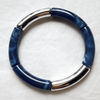 Miniature : Bracelet jonc tubes incurvés bleu et argent